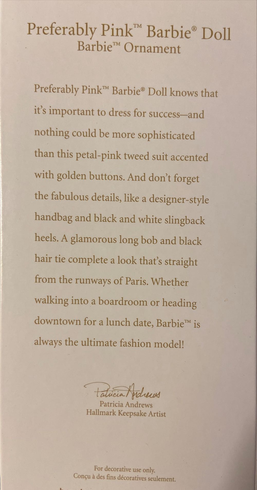 Barbie Preferably Pink “Barbie” Doll - Barbie (Barbie) ornament collectible [Barcode 795902079017] - Main Image 2