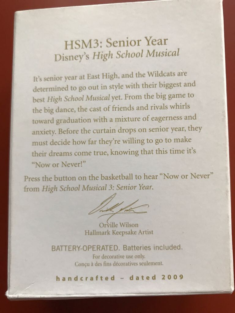 HSM3: Senior Year Disney’s High School Musical - Disney (Movie Classics) ornament collectible [Barcode 795902080235] - Main Image 2