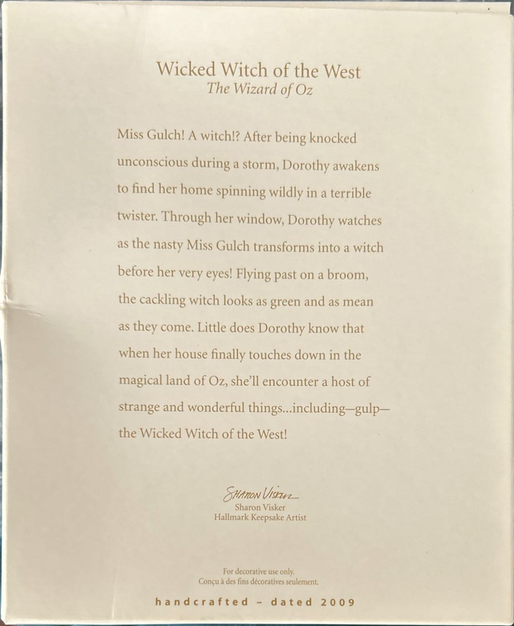 Oz - Wicked Witch: “WICKED WITCH of the WEST” - The Wizard of Oz - Wicked Witch of the West (Hanging Ornament: Flying) ornament collectible [Barcode 795902081706] - Main Image 2