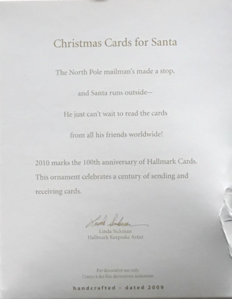 Christmas Cards For Santa - Keepsake Ornament Collector’s Club (Santa) ornament collectible [Barcode 795902083441] - Main Image 2