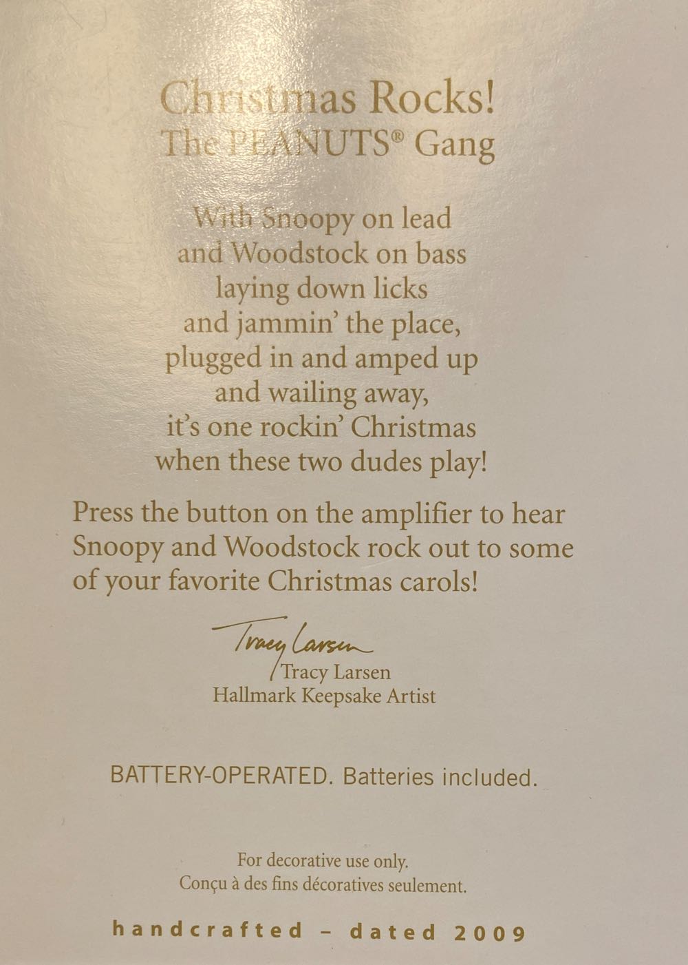 Peanuts Gang: Christmas Rocks! 2009 Ornament - Peanuts Gang (Snoopy & Woodstock) ornament collectible [Barcode 795902086008] - Main Image 3