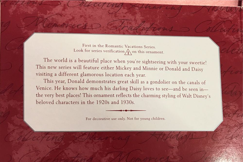 Donald and Daisy in Venice - Romantic Vacations (Disney Romantic Vacations) ornament collectible [Barcode 015012433463] - Main Image 3