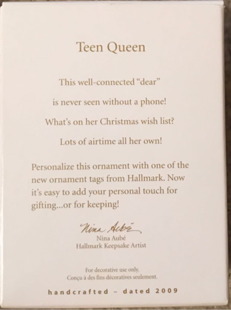 Teen Queen  - Carly (Pop Culture) ornament collectible [Barcode 795902087036] - Main Image 2