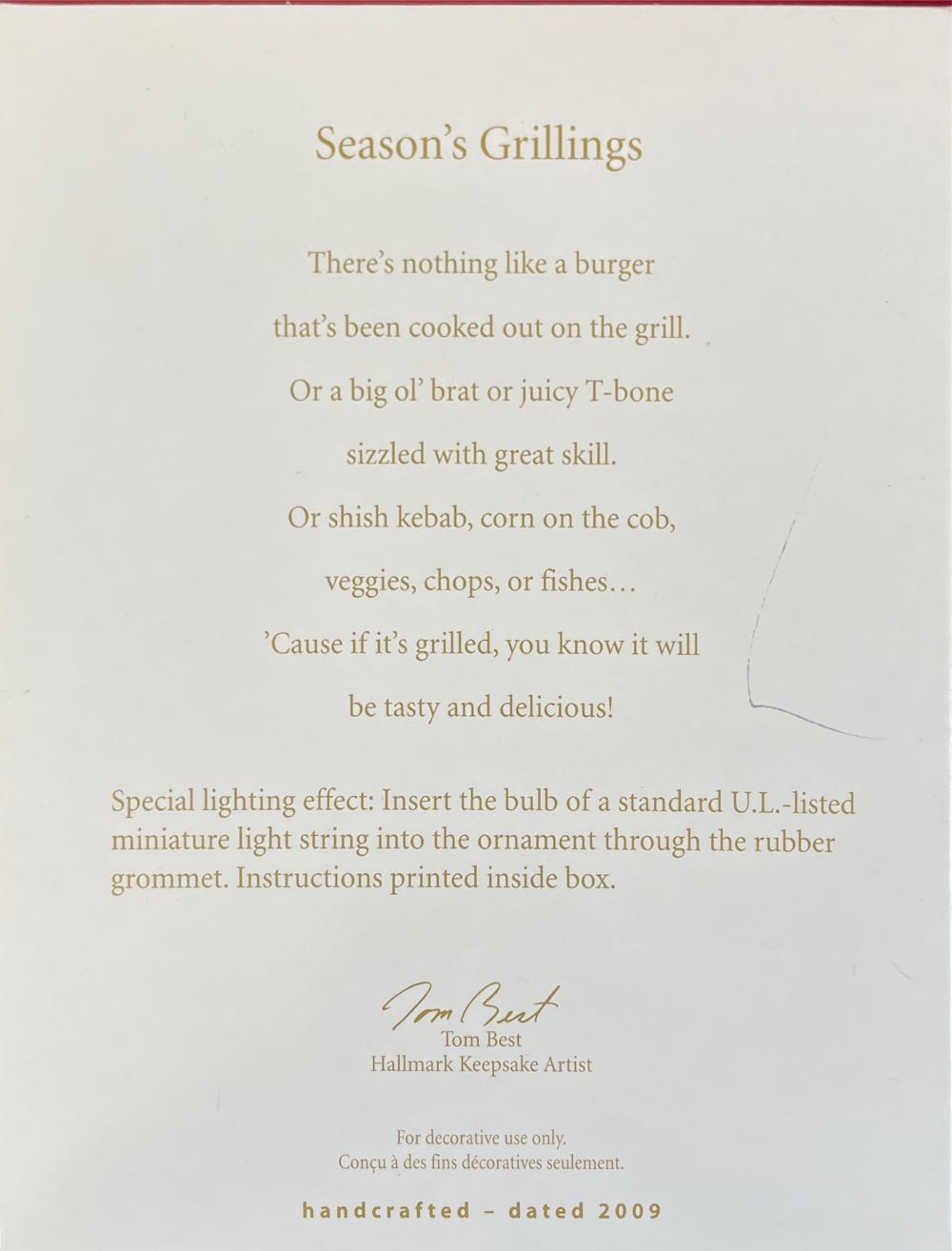 Season’s Grillings - Cooking (Cooking, Grilling) ornament collectible [Barcode 795902087111] - Main Image 4