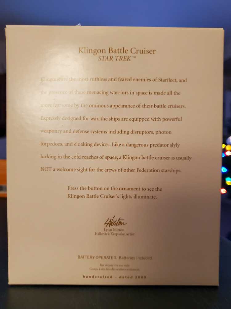 Star Trek Klingon Battle Cruiser - Hallmark Keepsake - Star Trek (Star Trek) ornament collectible [Barcode 795902087326] - Main Image 4