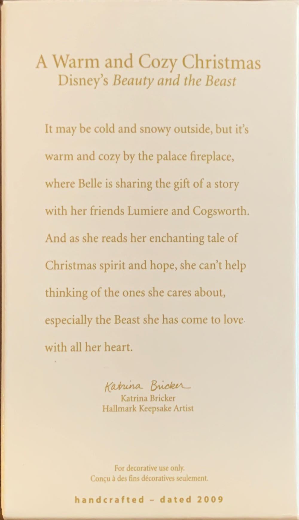 A Warm And Cozy Christmas  - Disney’s Beauty And The Beast (Disney Beauty And The Beast) ornament collectible [Barcode 795902087418] - Main Image 2