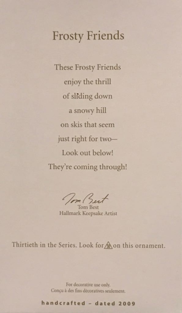 Frosty Friends #30 (2009) - Skiing Display (Frosty Friends) ornament collectible [Barcode 795902088309] - Main Image 2