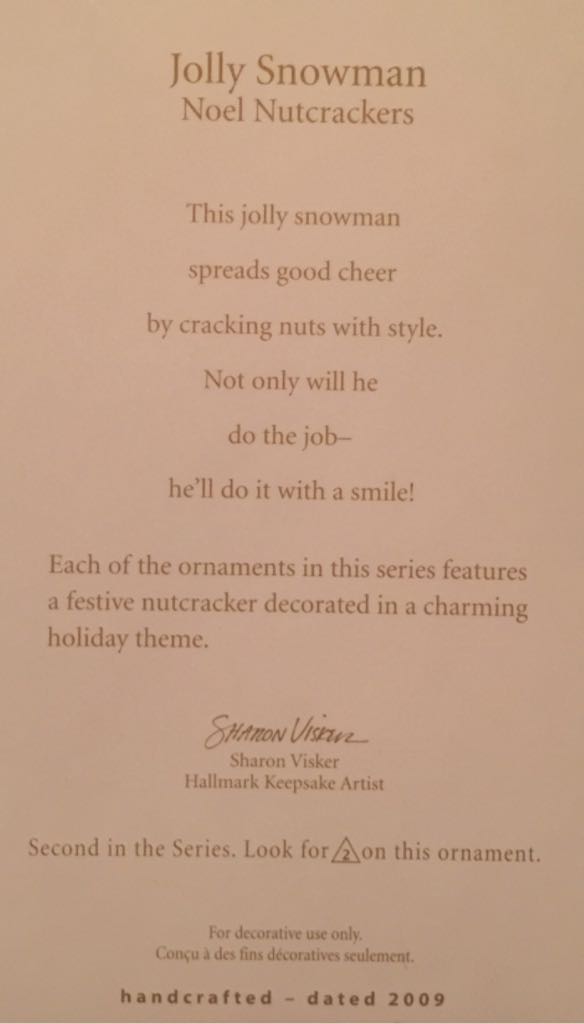 Jolly Snowman - Noel Nutcrackers (Noel Nutcrackers) ornament collectible [Barcode 795902088361] - Main Image 2