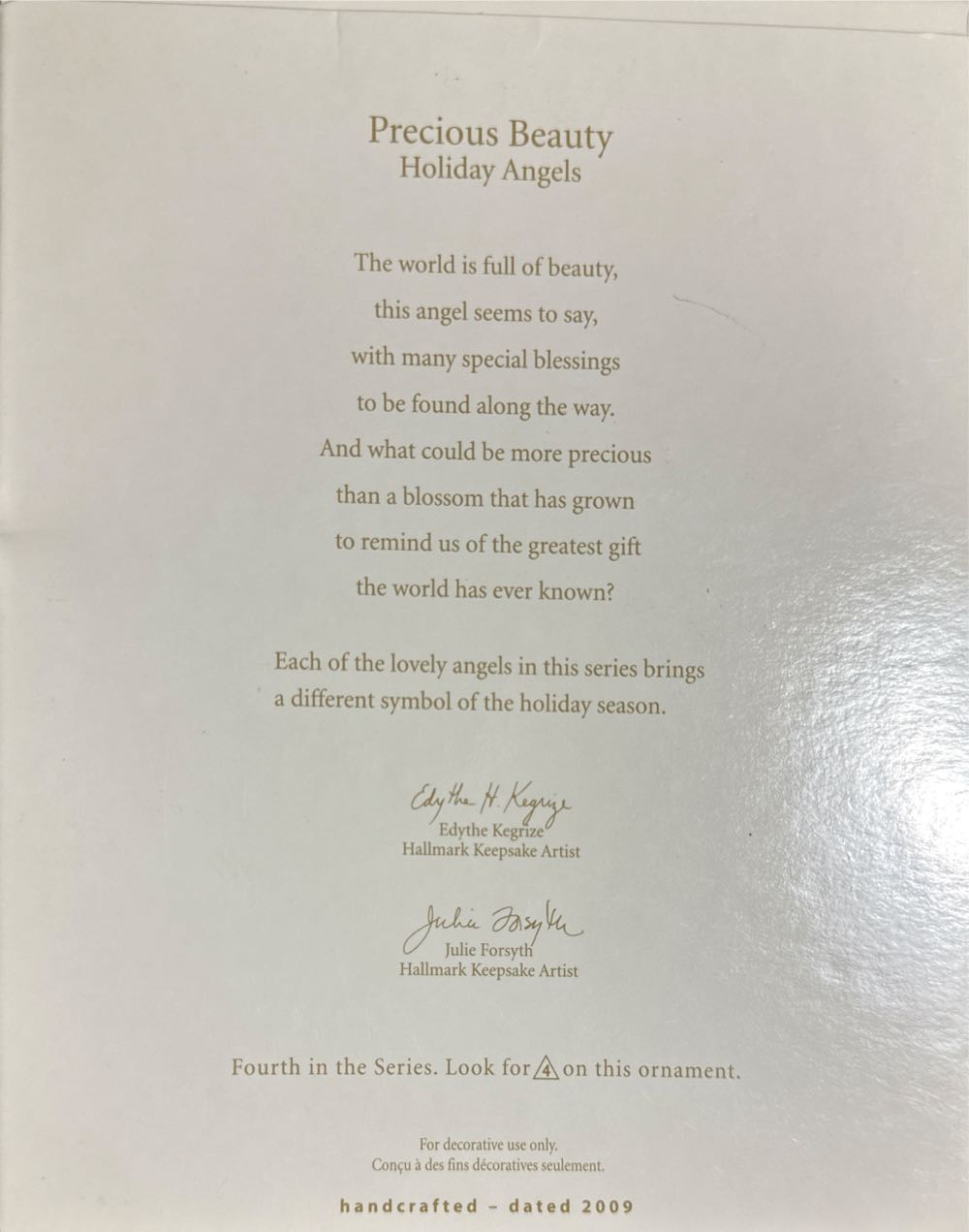 Holiday Angels 4 Precious Beauty - Holiday Angels (Angels) ornament collectible [Barcode 795902088484] - Main Image 2