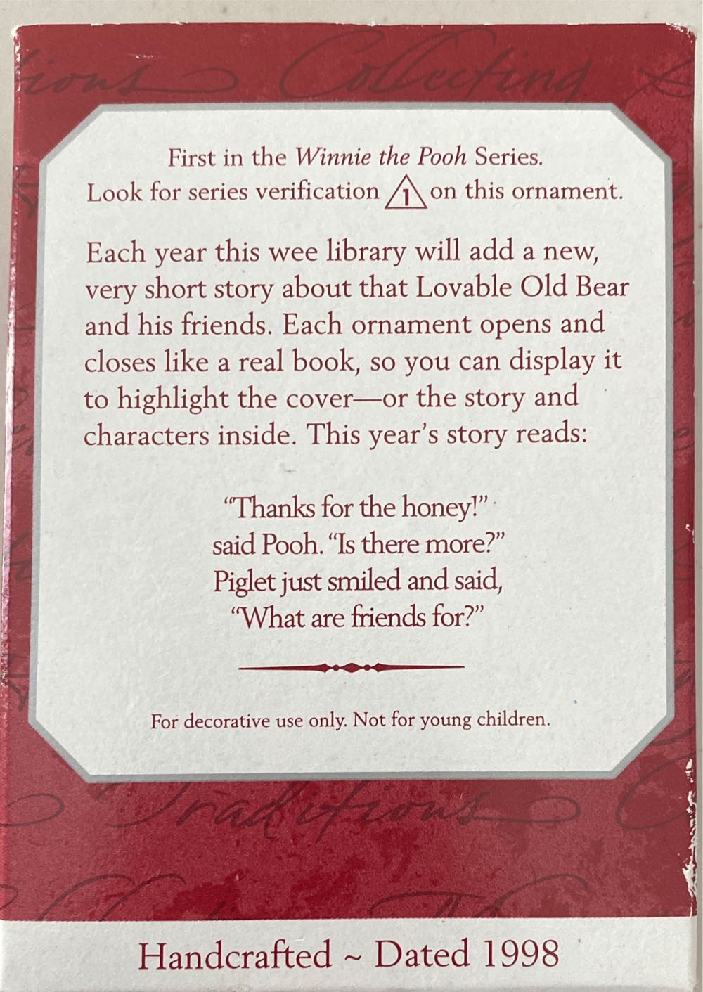 Winnie The Pooh Book #1 - A Visit From Piglet - Winnie The Pooh Books (Books) ornament collectible [Barcode 015012433623] - Main Image 3