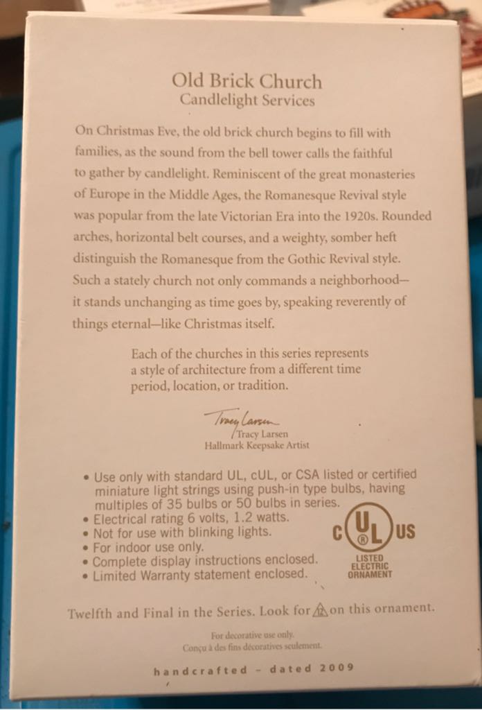 CS#12 - Old Brick Church - Candlelight Services (Churches) ornament collectible [Barcode 795902088583] - Main Image 2