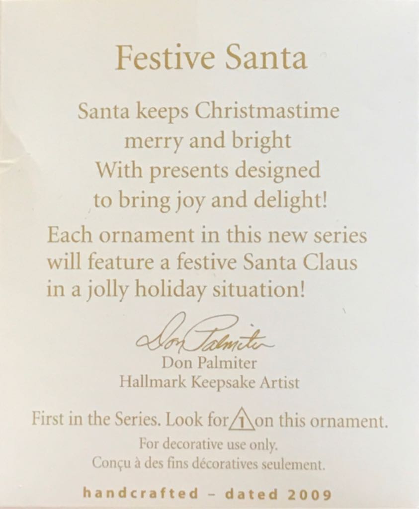 Miniature Festive Santa #1 🐻 - Festive Santa (Santa, Mini) ornament collectible [Barcode 795902088699] - Main Image 2