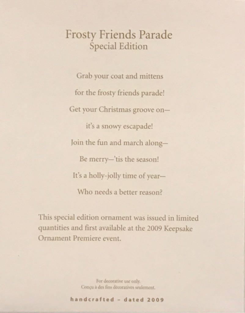 Frosty Friends Parade 2009 - Special Edition - Limited Edition - Frosty Friends (Eskimo, Husky, Penguin) ornament collectible [Barcode 795902088743] - Main Image 2