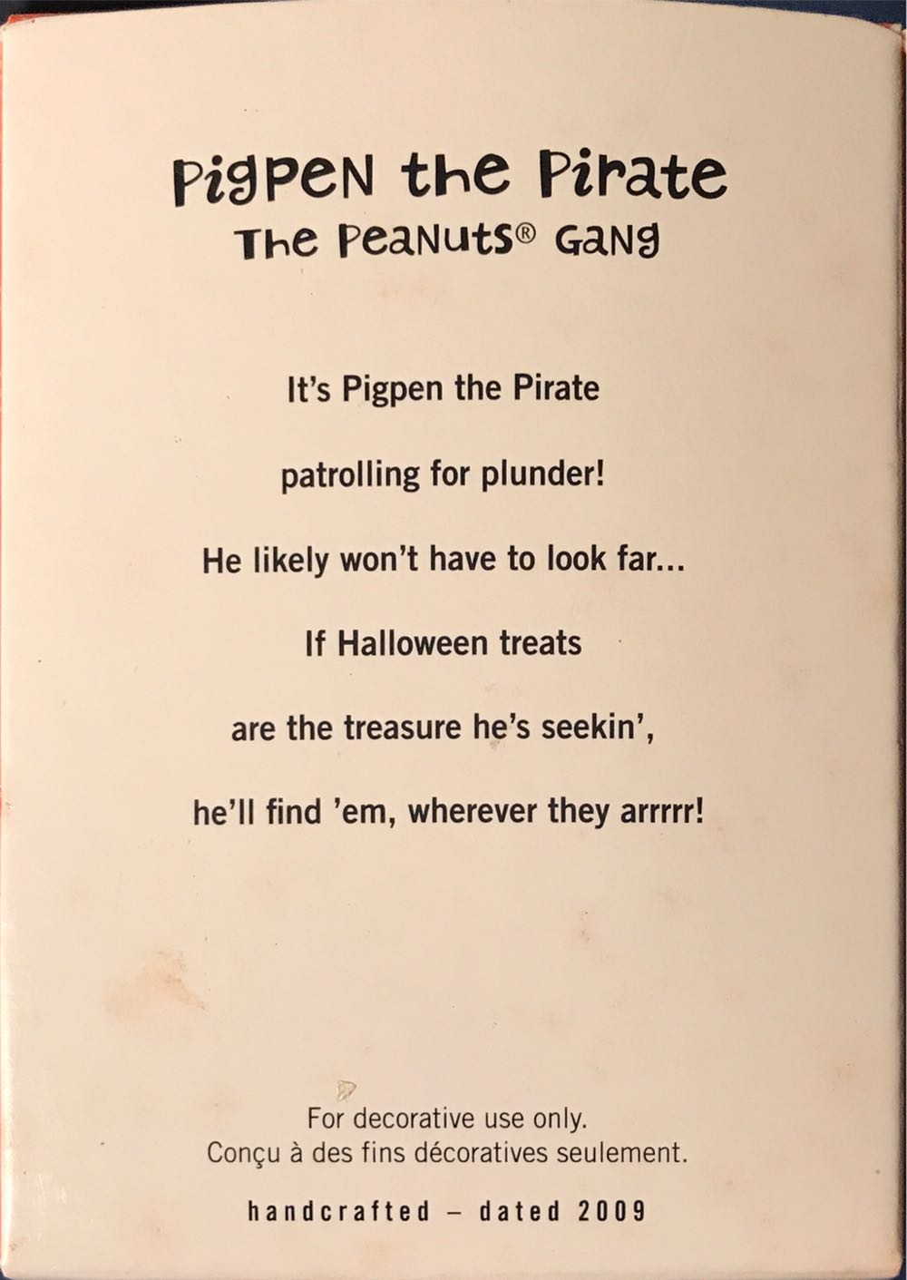 TPG09 Pigpen The Pirate - The Peanuts Gang - The Peanuts Gang (Halloween - The Peanuts Gang) ornament collectible [Barcode 795902090777] - Main Image 2