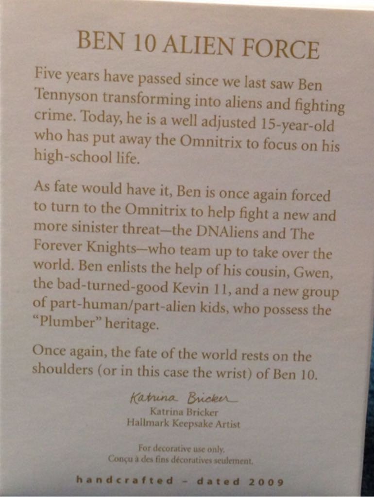 Ben 10 Alien Force - CN Ben 10 (Keepsake) ornament collectible [Barcode 795902096236] - Main Image 2