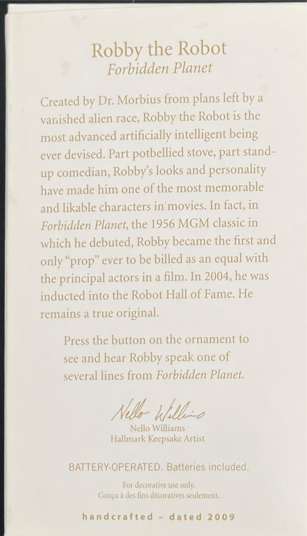 Robby The Robot - Television (Forbidden Planet) ornament collectible [Barcode 795902097738] - Main Image 4