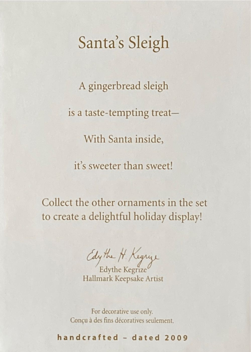 Santa & his Reindeer - Santa’s Sleigh - Santa And His Reindeer (Gingerbread) ornament collectible [Barcode 795902100759] - Main Image 3