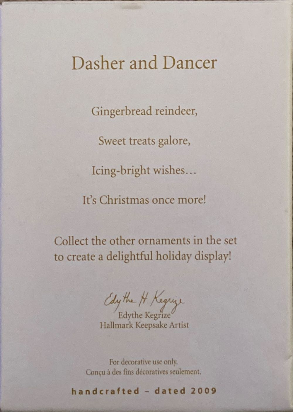 Santa & his Reindeer - Dasher And Dancer - Santa And His Reindeer (Gingerbread) ornament collectible [Barcode 795902100766] - Main Image 3