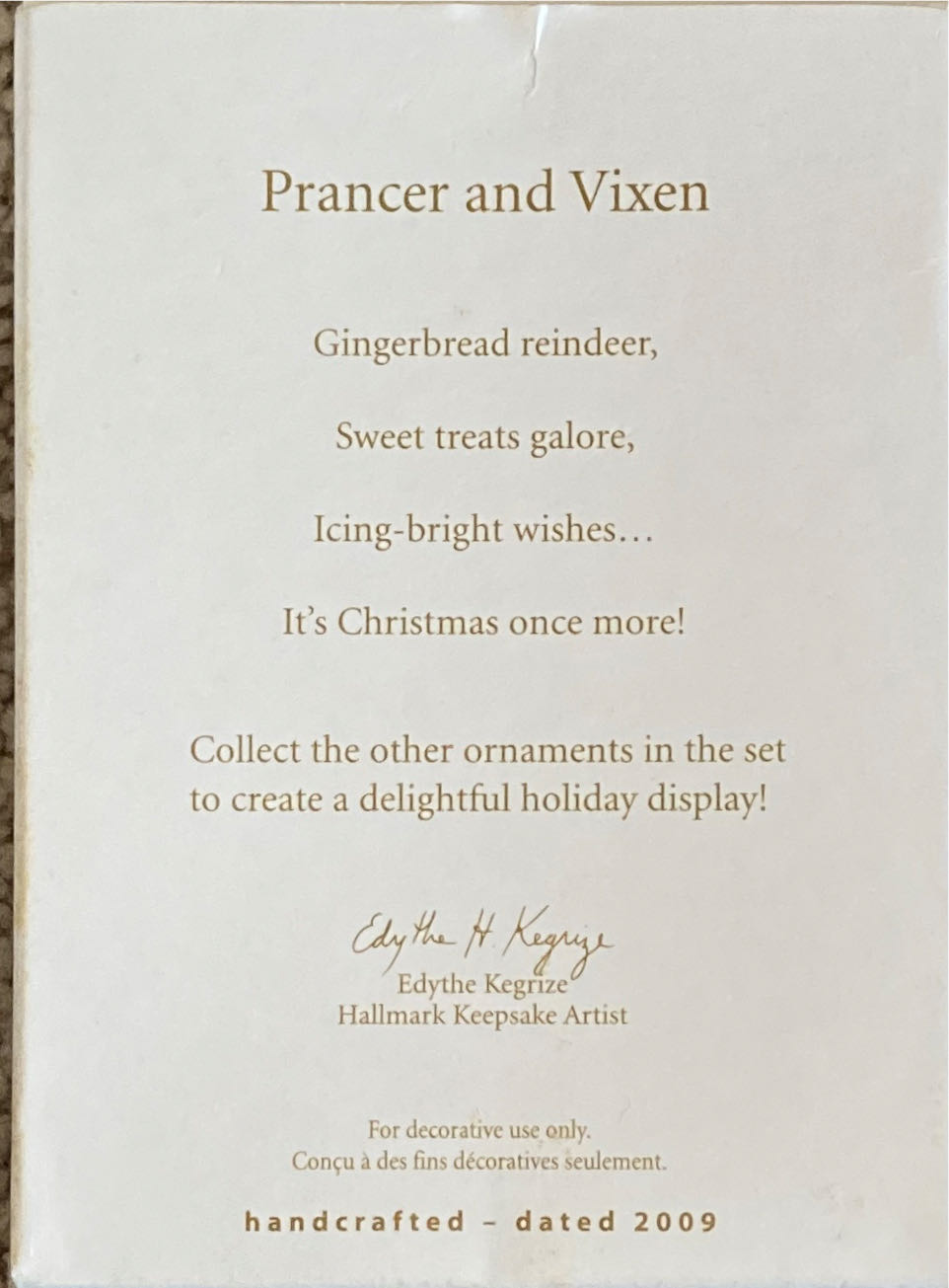 Santa & his Reindeer - Prancer And Vixen - Santa And His Reindeer (Gingerbread) ornament collectible [Barcode 795902100773] - Main Image 3