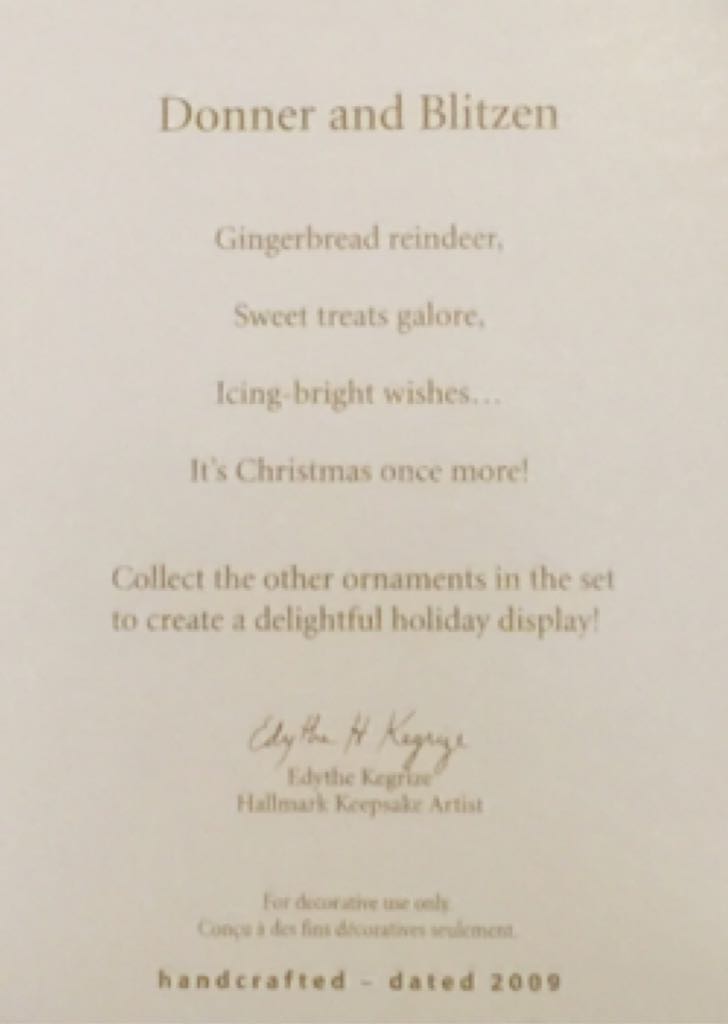 Santa & his Reindeer - Donner And Blitzen - Santa And His Reindeer (Gingerbread) ornament collectible [Barcode 795902100797] - Main Image 2