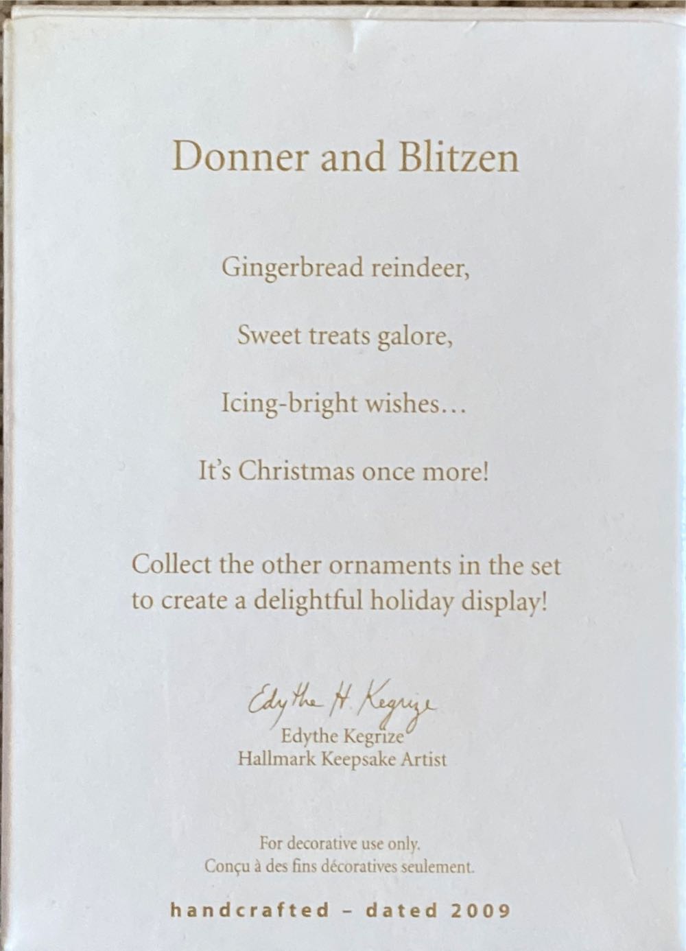 Santa & his Reindeer - Donner And Blitzen - Santa And His Reindeer (Gingerbread) ornament collectible [Barcode 795902100797] - Main Image 3
