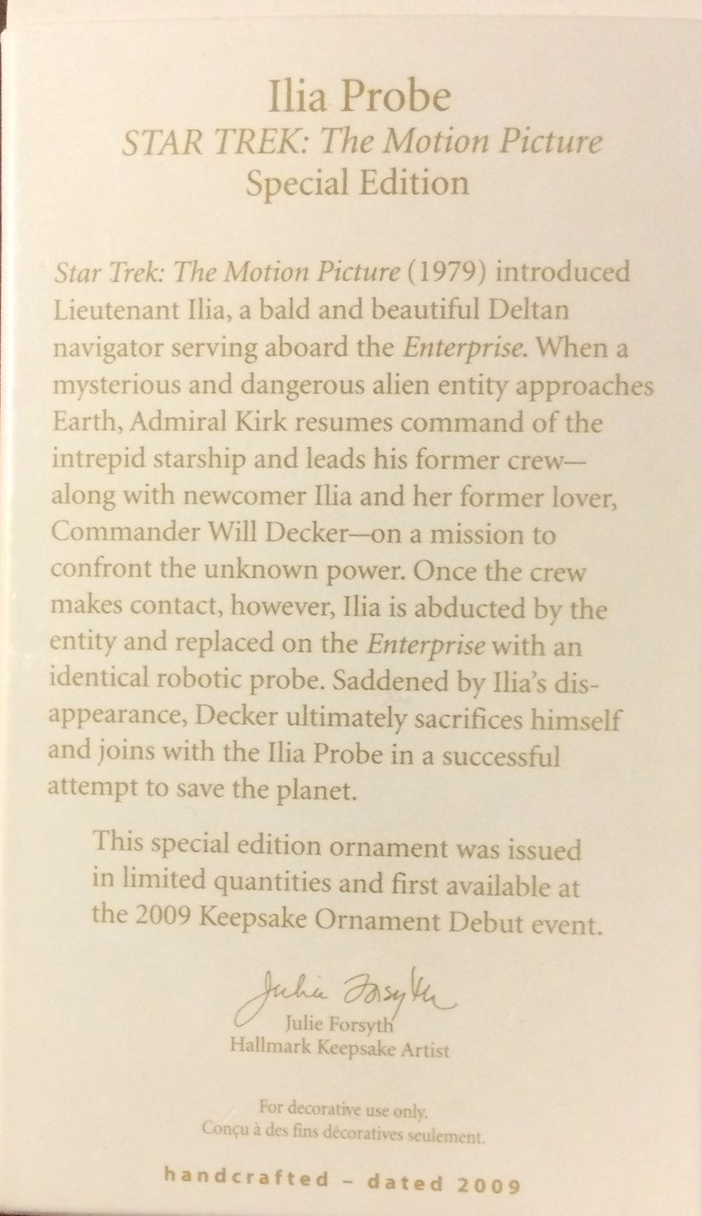 ST:TMP - “ILIA PROBE” - Star Trek: the Motion Picture (Hanging Ornament) ornament collectible [Barcode 795902100827] - Main Image 2