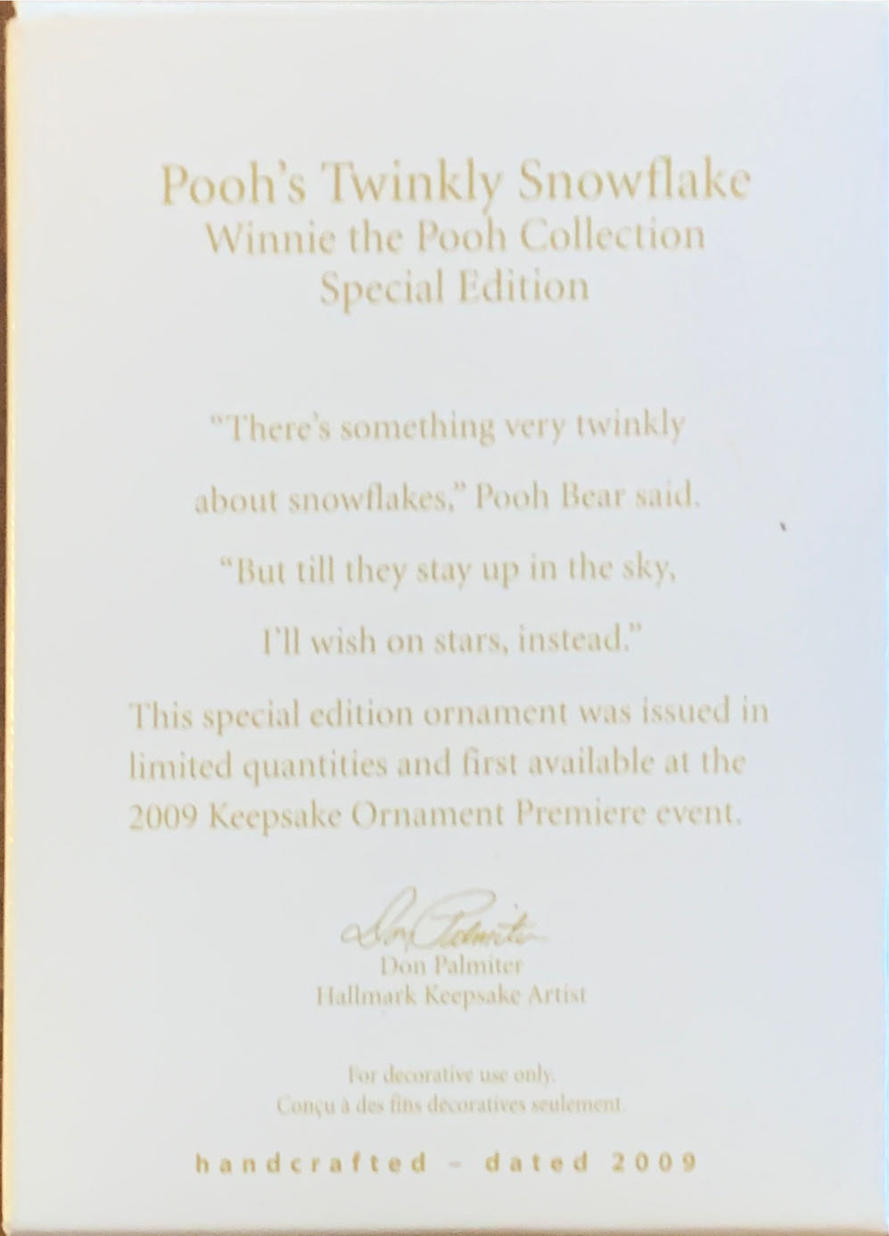 Pooh’s Twinkly Snowflake - Disney Winnie The Pooh (Disney Winnie the Pooh) ornament collectible [Barcode 795902100834] - Main Image 2