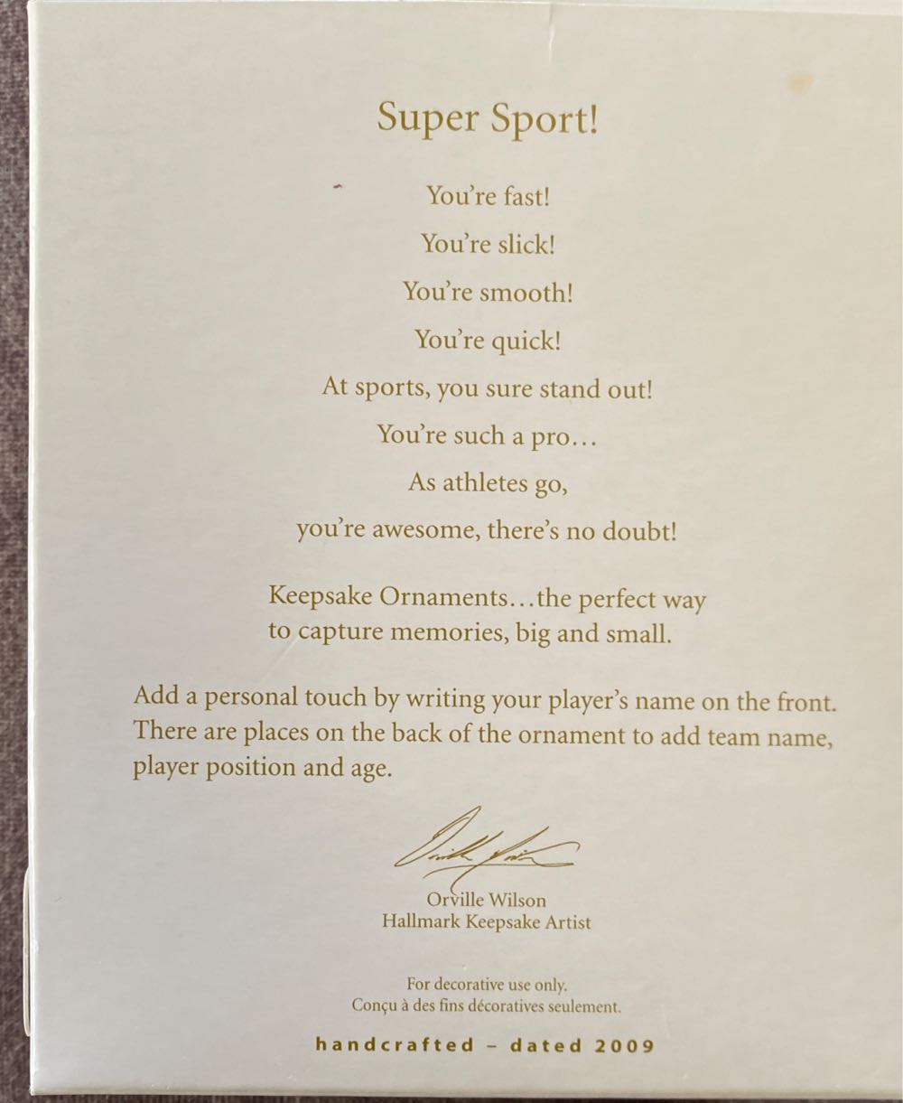 Super Sport!  ornament collectible [Barcode 795902105990] - Main Image 2