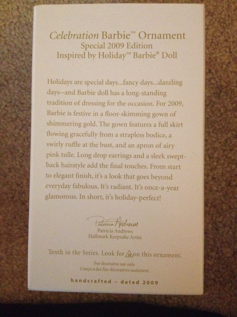 Barbie Celebration #10 2009 - Celebration Barbie Ornament Series (Holiday Barbie) ornament collectible [Barcode 795902106126] - Main Image 2