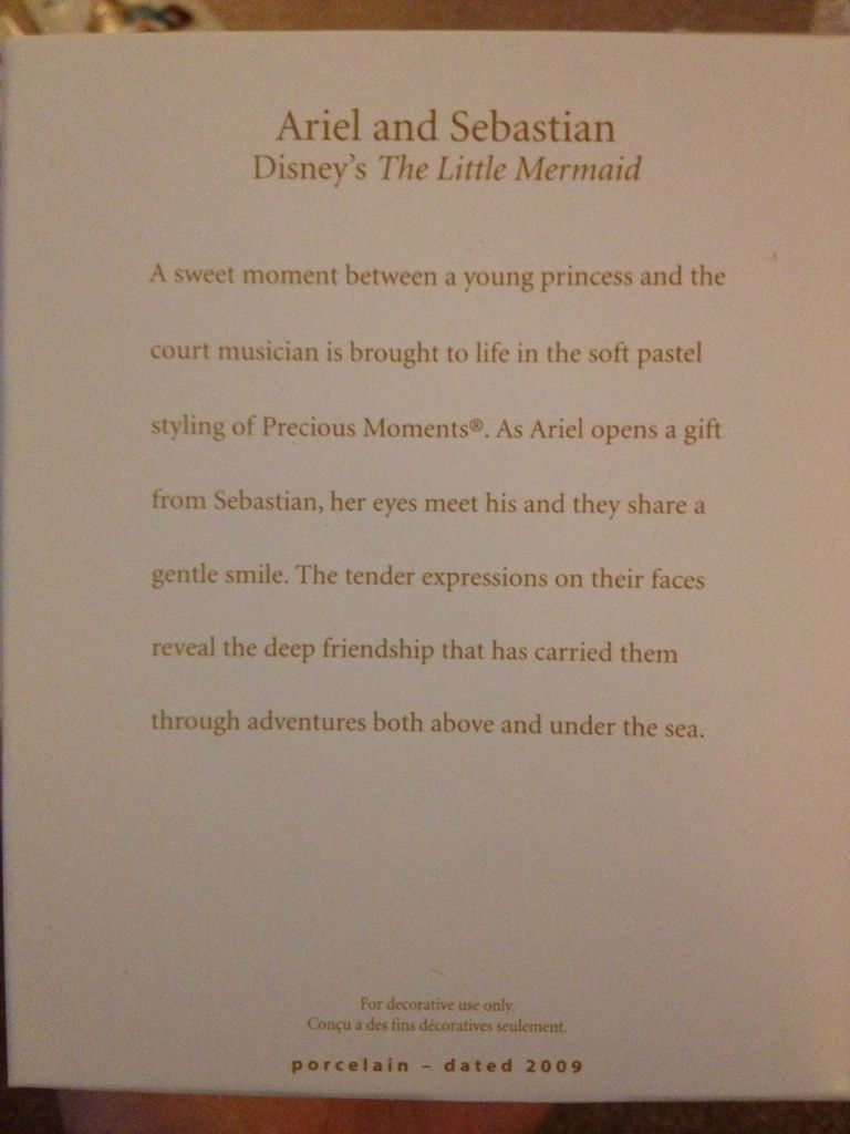 DPM 2009 Ariel And Sebastian - Disney Precious Moments (Disney Precious Moments) ornament collectible [Barcode 795902109073] - Main Image 2