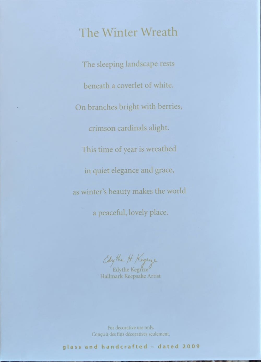 The Winter Wreath  (Birds) ornament collectible [Barcode 795902110536] - Main Image 2