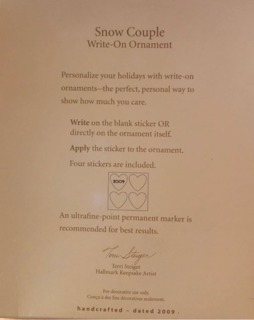 Snow Couple - Snowman (Personalize) ornament collectible [Barcode 795902110581] - Main Image 2