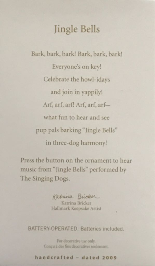 Jingle Bells - Jingle (Dogs) ornament collectible [Barcode 795902121433] - Main Image 2
