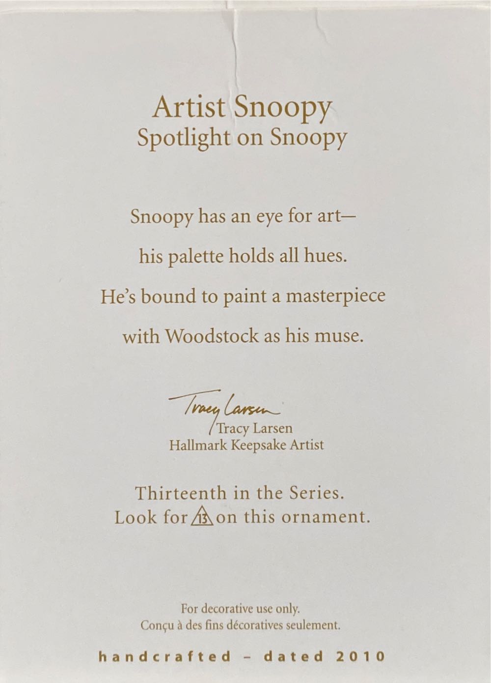 SOS#13 Artist Snoopy - Spotlight On Snoopy (Snoopy) ornament collectible [Barcode 795902133702] - Main Image 4