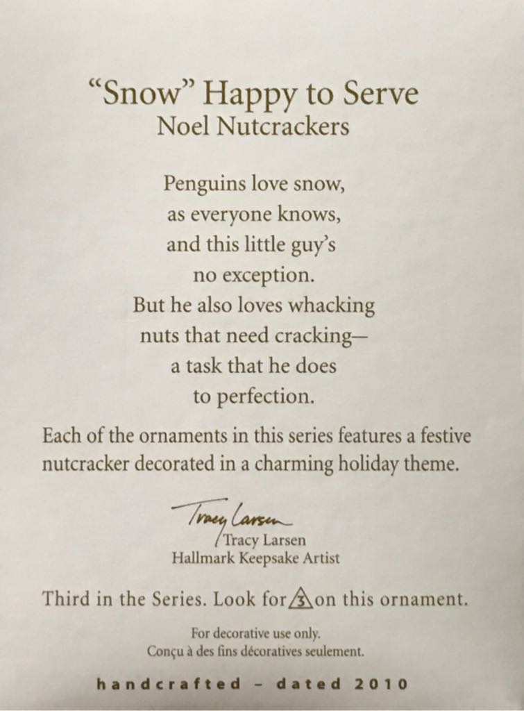 Noel Nutcrackers #3 Snow Happy To Serve - Noel Nutcrackers (Penguins) ornament collectible [Barcode 795902133771] - Main Image 2