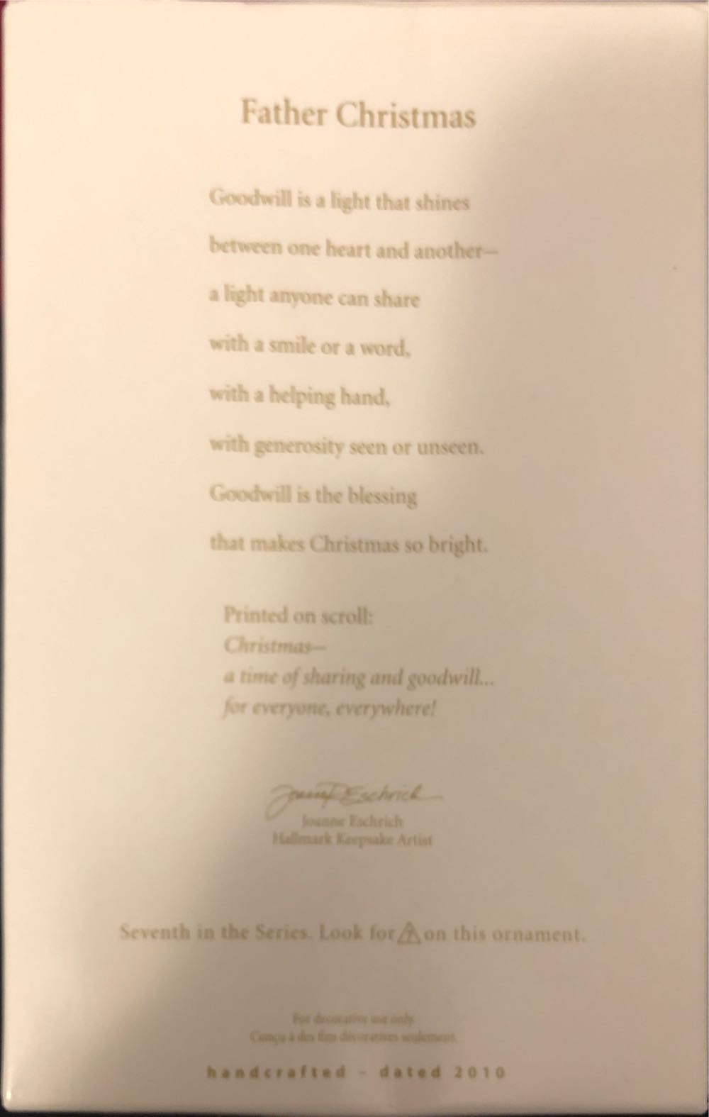 Father Christmas #7 (2010) - Father Christmas (Father Christmas) ornament collectible [Barcode 795902133870] - Main Image 3