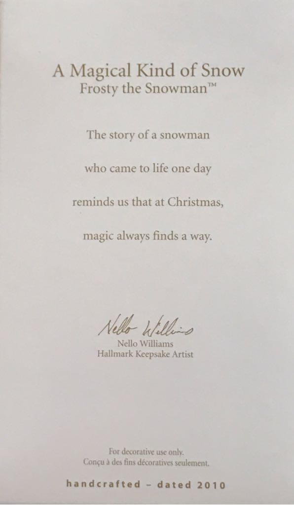 Frosty The Snowman - Magical Kind Of Snow - Frosty The Snowman (Frosty The Snowman) ornament collectible [Barcode 795902134273] - Main Image 2