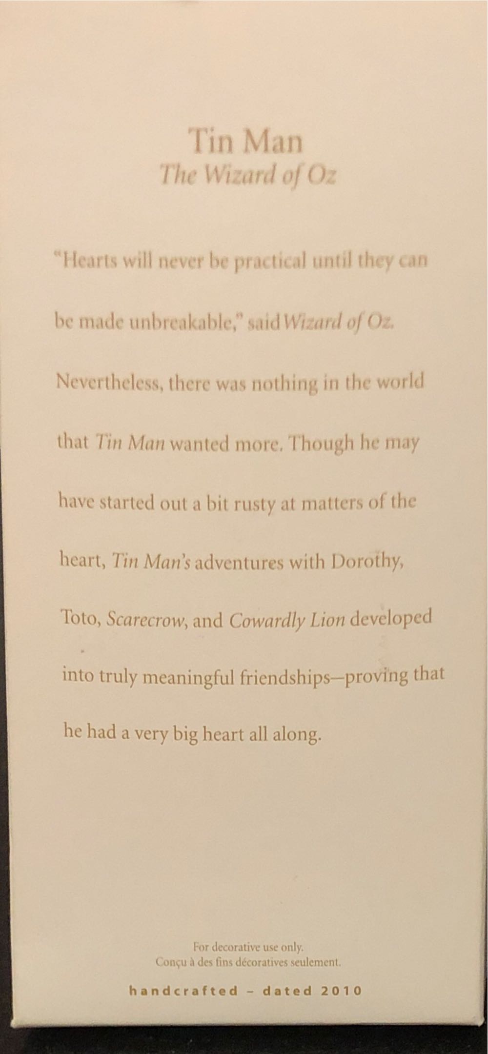 Tin Man - The Wizard Of Oz (The Wizard Of Oz) ornament collectible [Barcode 795902134280] - Main Image 3