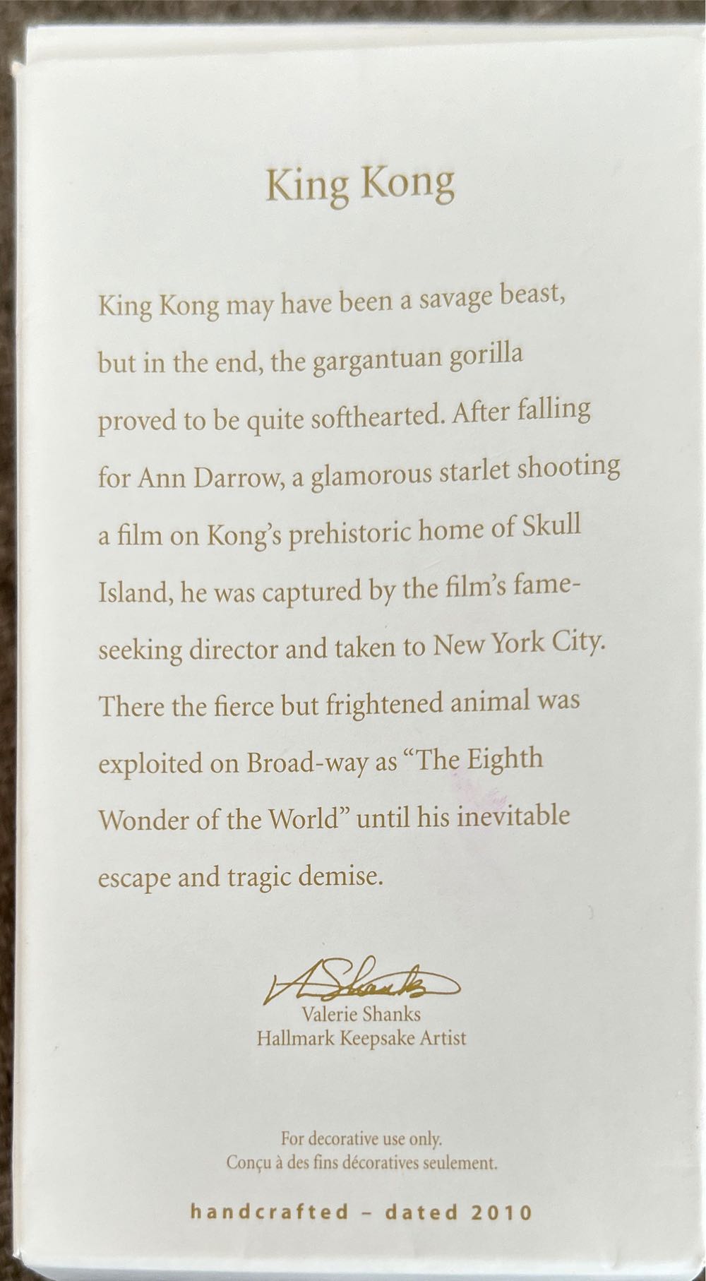 King Kong - Monsters ornament collectible [Barcode 795902135065] - Main Image 2