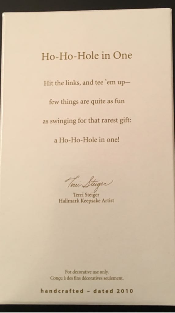 Ho-Ho-Hole In One - Sports (Miscellaneous) ornament collectible [Barcode 795902136451] - Main Image 2