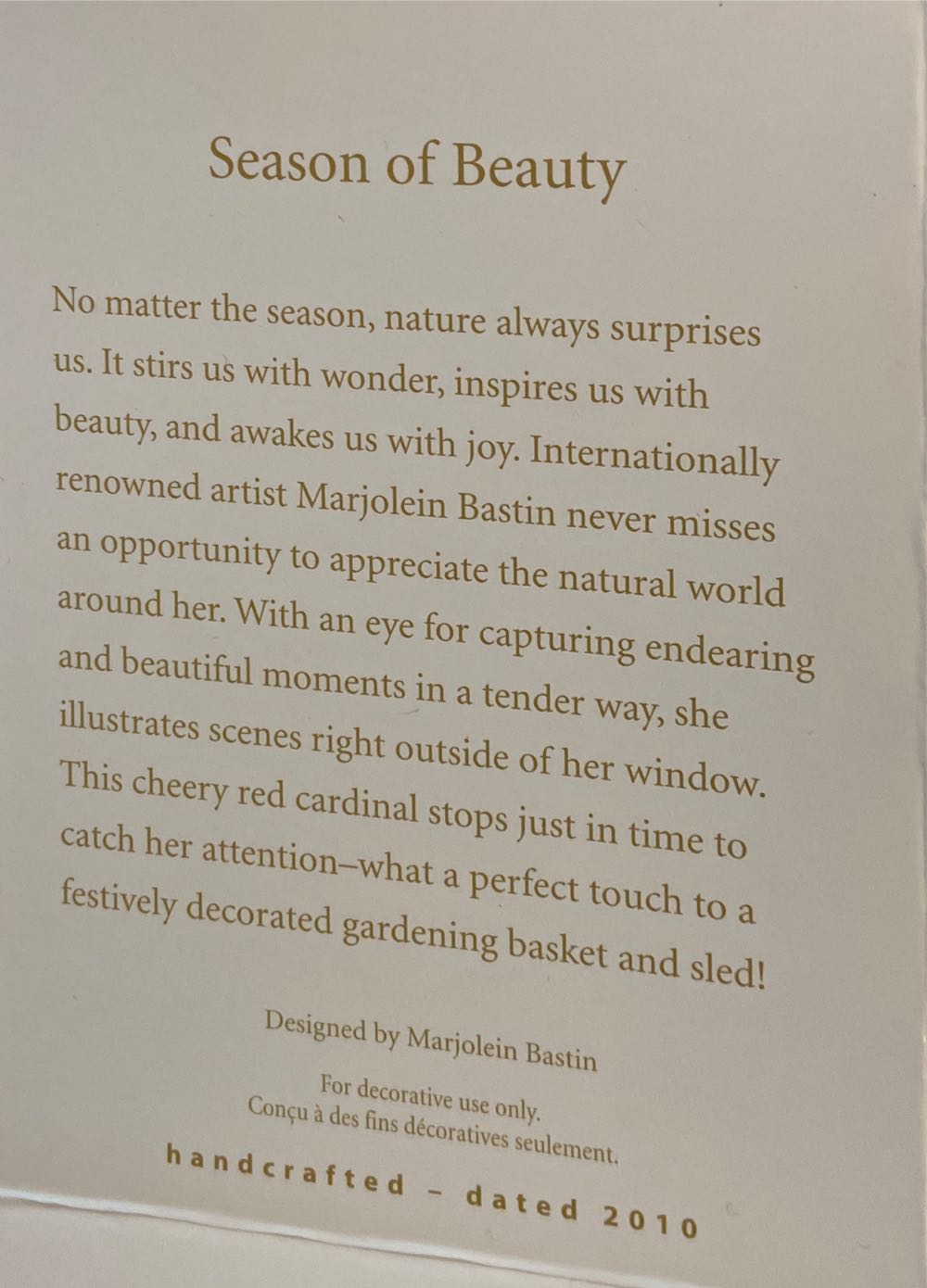 Season Of Beauty - Natures Sketchbook (Marjolein Bastin) ornament collectible [Barcode 795902139056] - Main Image 3