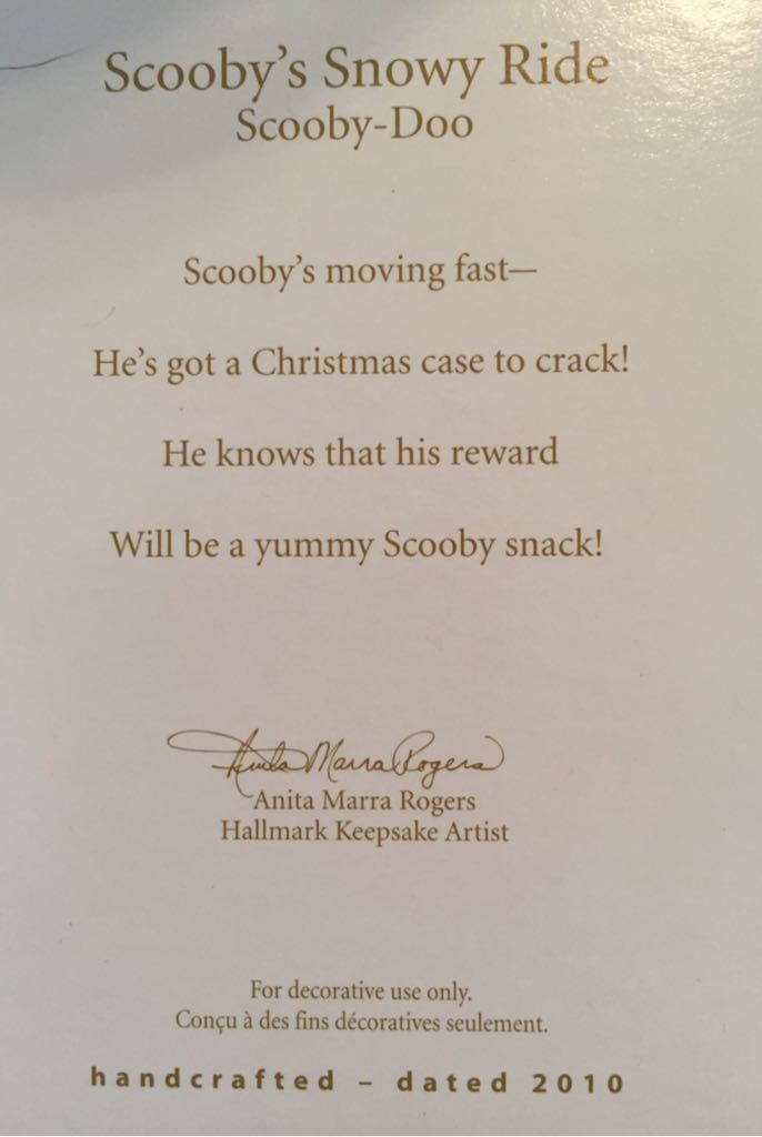 Scooby Doo - Scooby’s Snowy Ride - Scooby-Doo! (Scooby-Doo) ornament collectible [Barcode 795902139667] - Main Image 2