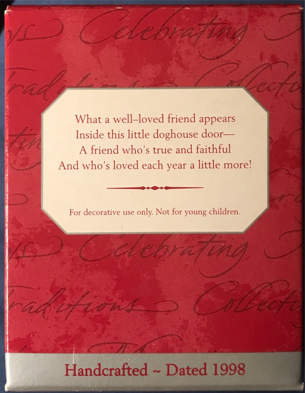 Special Dog 1998  (Dog Frame) ornament collectible [Barcode 015012437843] - Main Image 2