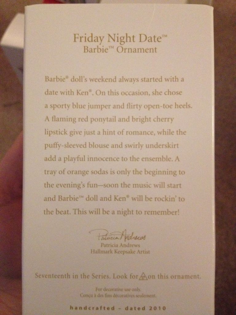 Barbie Friday Night Date - Barbie Ornament (Barbie) ornament collectible [Barcode 795902142094] - Main Image 2