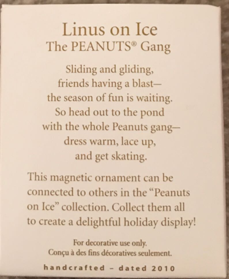 Linus On Ice - Peanuts Gang On Ice (Peanuts) ornament collectible [Barcode 795902142445] - Main Image 2