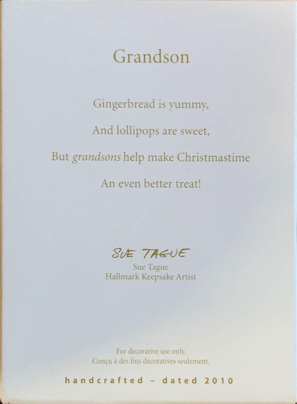 Grandson - Family Ornaments ornament collectible [Barcode 795902142742] - Main Image 2