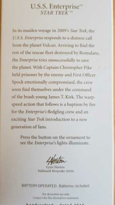 U.S.S. Enterprise - Keepsake (Star Trek (2009)) ornament collectible [Barcode 795902144845] - Main Image 3