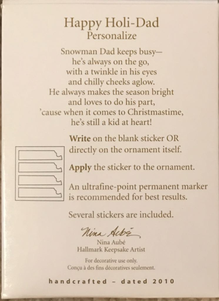 Happy Holi-Dad - Family (Dad) ornament collectible [Barcode 795902145767] - Main Image 2