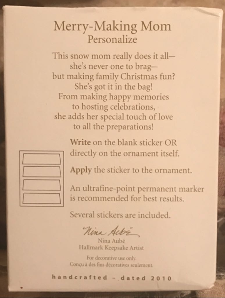 Merry-Making Mom - Family (Mom) ornament collectible [Barcode 795902145774] - Main Image 2
