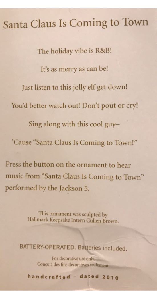 Santa Claus Is Coming To Town - Santa (Santa) ornament collectible [Barcode 795902149680] - Main Image 2